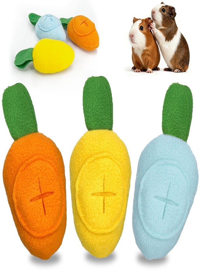 FALESHOS 3Pcs Guinea Pig Toys, Washable Guinea Pig Slow Feeder Treat Dispenser Toy, Boredom Relief and Foraging Fun(Yellow, Orange, Blue) - Image 1